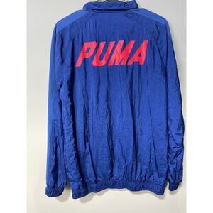 PUMA Womens Windbreaker Jacket Breathable Zip Pockets Blue Retro Size Small